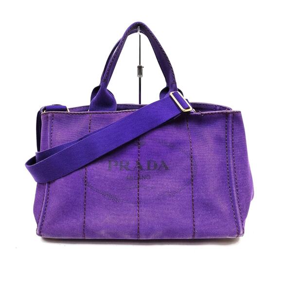 Prada Hand Bag  Purple Canvas - Picture 1 of 10